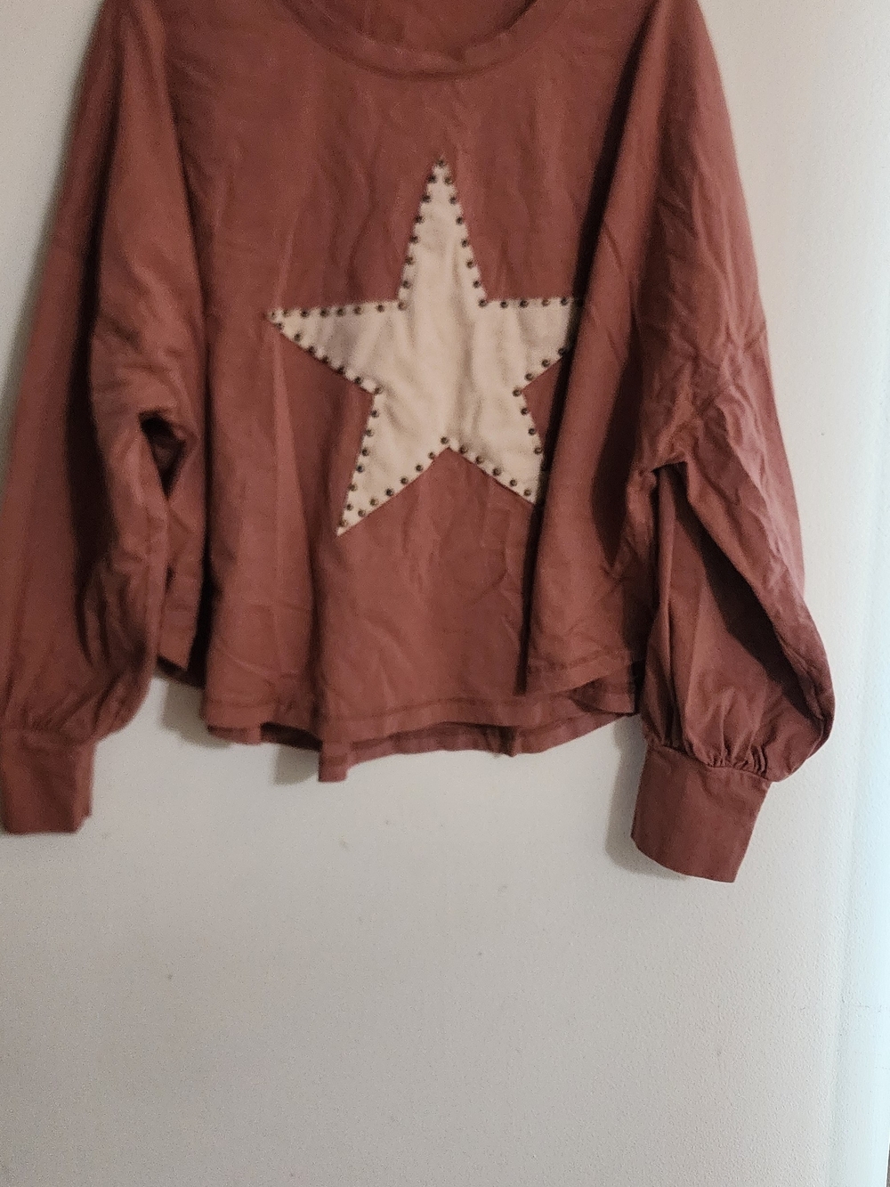 Easel Los Angeles Dusty Rose Star Graphic Long Sleeve Top Size 1X